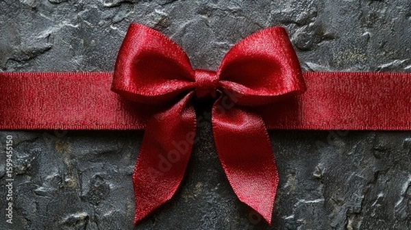 Fototapeta Elegant Red Bow on Dark Background: A Festive Image
