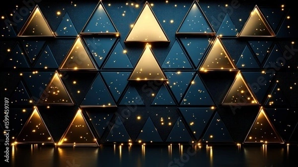 Fototapeta Illuminated Geometric Triangles: A Dark Elegance