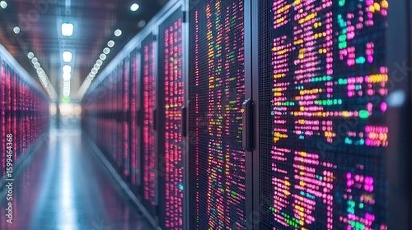 Fototapeta Illuminated Data Center: A Glimpse into the Heart of Digital Technology