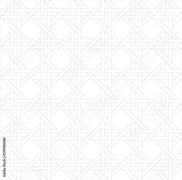 Fototapeta Seamless Black Line Woven Pattern on White Background – Vector Textile Style Wallpaper Design