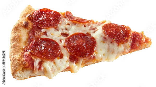 Fototapeta A single slice of delicious pepperoni pizza with melted cheese and crispy crust delicious.
