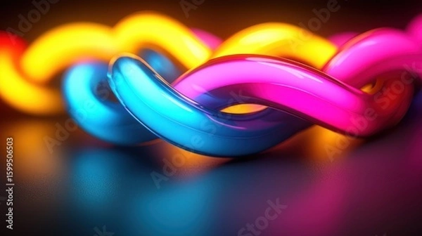Fototapeta Abstract Colorful Neon Lights Twisted Design