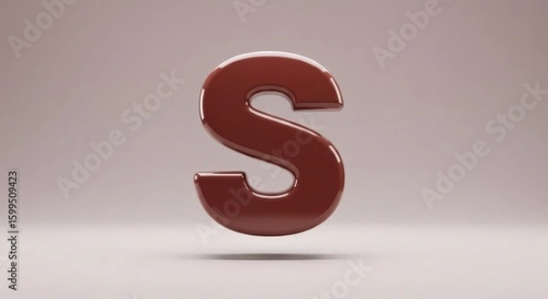 Fototapeta Glossy 3D Letter S with Soft Shadows on Minimal Gradient Background – High-Detail Modern Typography for Logo Design and Decorative Branding Elements