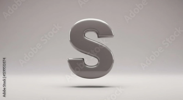 Fototapeta Glossy 3D Letter S with Soft Shadows on Minimal Gradient Background – High-Detail Modern Typography for Logo Design and Decorative Branding Elements