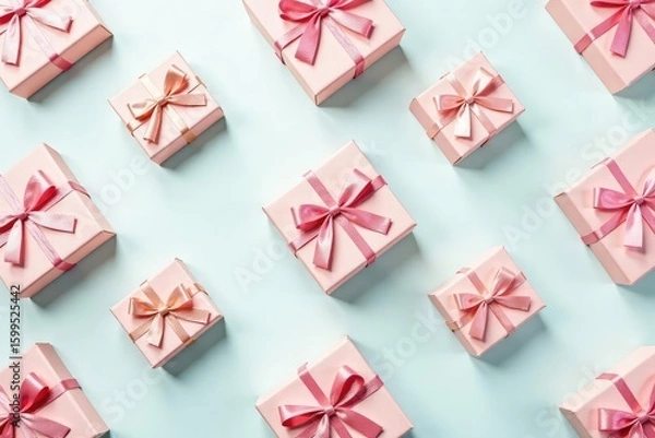 Fototapeta Subtle pastel gift boxes, watercolor effect, repeating pattern, brushstrokes, box pattern, image