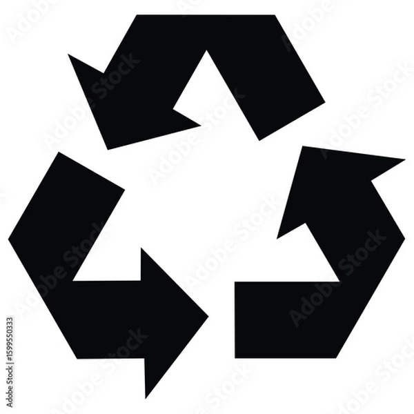 Fototapeta Recycle sign vector illustration, Set of packaging products symbols, packaging labels, information sign of recycling, cycle black symbols, Recycle icon symbol, Recycling and rotation arrow icon pack.