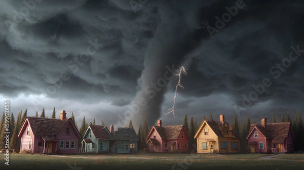 Obraz a tornado that hit a city