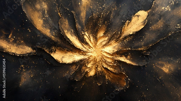 Fototapeta Elegant golden flower with dark background, creating a luxurious artistic effect