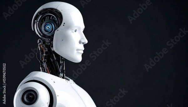 Obraz white robot head