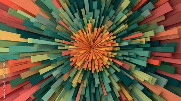 Fototapeta Geometric explosion with earth tones, creating an abstract radial pattern
