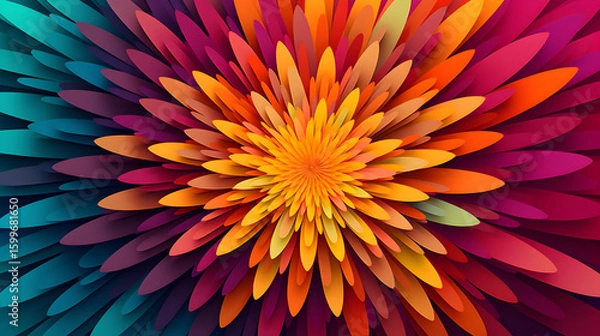 Fototapeta Vibrant kaleidoscopic explosion of colorful petals in abstract design