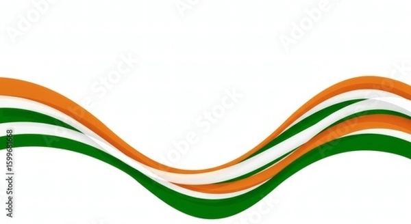 Fototapeta Abstract Indian Tricolor Wave Background – Elegant Saffron, White, and Green Flowing Stripes with Soft Gradient for Independence Day or Republic Day Banner Design