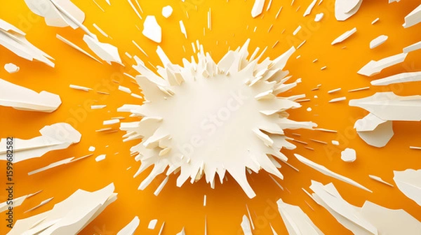 Fototapeta Abstract burst on orange background featuring dynamic paper explosion design