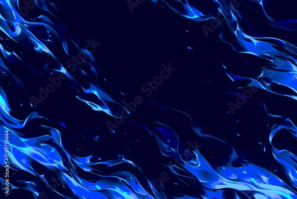 Obraz 漆黒に揺らめく幻想的な青い炎のフレーム背景