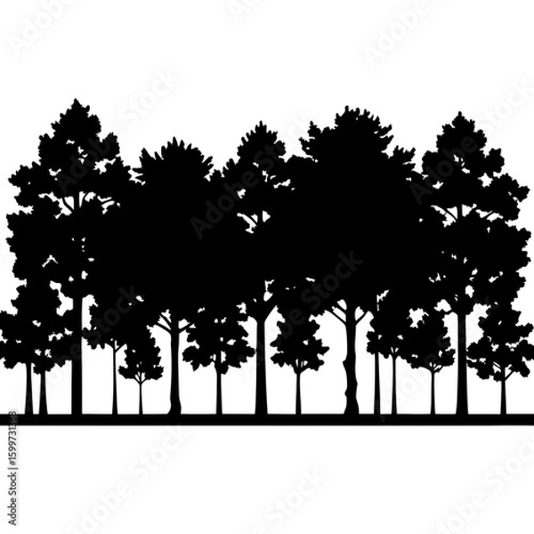 Obraz Forest Tree Line Silhouette Vector