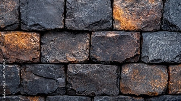 Fototapeta Dark Stone Wall Texture: A Rustic and Textured Background