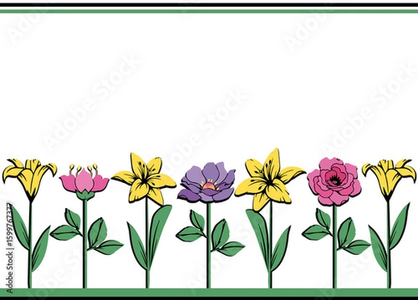 Fototapeta flowers vintage border