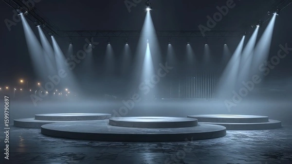 Fototapeta Stage lighting background empty podium for product showcase presentation


