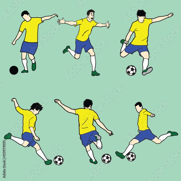 Obraz Dynamic football player vector illustrations for sports graphics