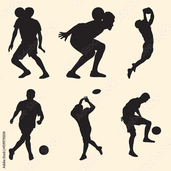 Obraz Dynamic football player action poses and team elements