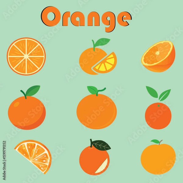 Obraz Vibrant orange fruit collection with fresh citrus elements