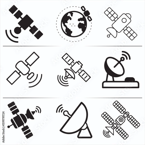 Obraz Collection of satellite and space exploration graphics