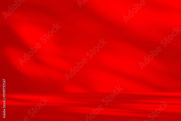 Fototapeta Wall interior background, studio and backdrops show products.with shadow from window color Red background for text insertion and presentation product	