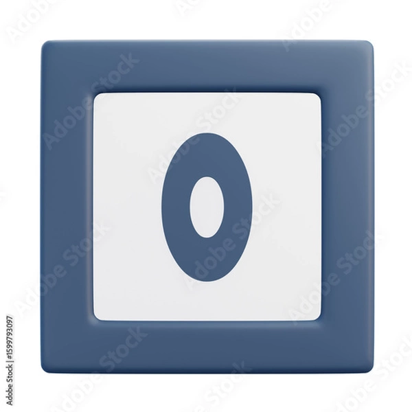 Obraz 3D Number 0 Icon with Front Perspective View