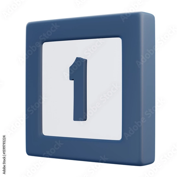 Obraz 3D Number 1 Icon with Left Angle Perspective