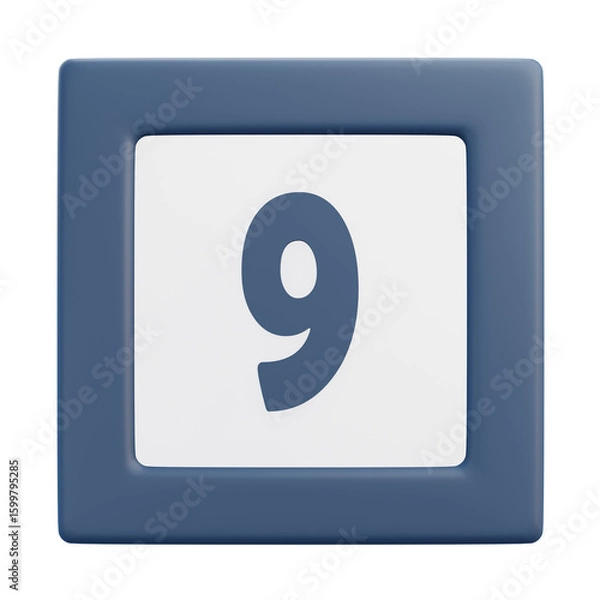 Obraz 3D Number 9 Icon with Front Perspective View
