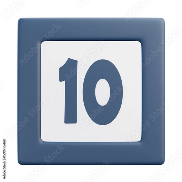 Obraz 3D Number 10 Icon with Front Perspective View
