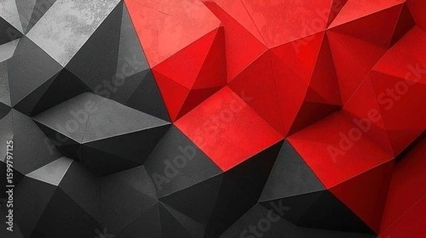 Obraz Abstract Red and Black Geometric Polygonal Background
