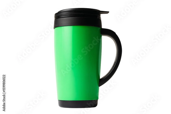 Obraz a green coffee mug with a black lid