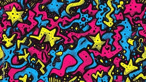 Obraz Vibrant Abstract 80s Retro Pattern Design