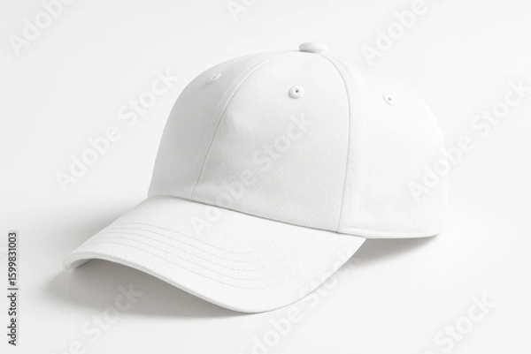 Fototapeta White baseball cap on white background.