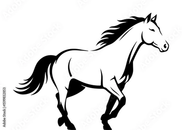 Fototapeta Silhouette of running horse. Vector illustration for lunar new year 2026 design - year of the horse zodiac symbol