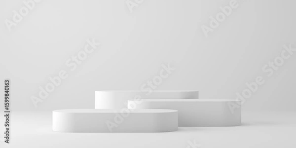 Obraz 3D product background. 3d podium and white background for cosmetic, perfume, product presentation. 3d rendering illustration.