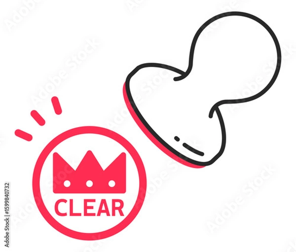 Obraz スタンプラリーのクリアの判子を押すイラスト