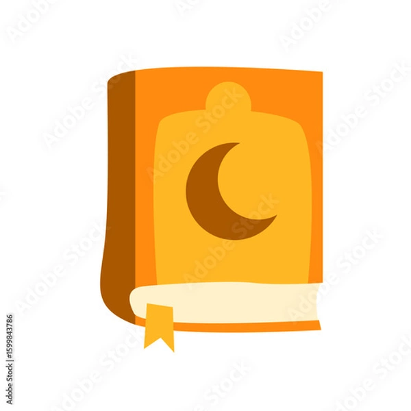 Fototapeta Flat vector illustration of the Quran, the holy book of Islam. Often read during Ramadan and other Islamic events, symbolizing spiritual reflection and guidance.