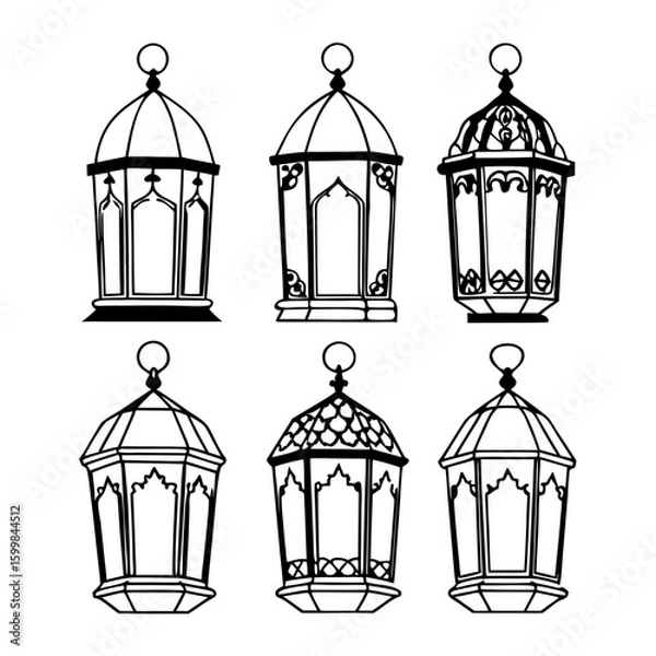 Fototapeta Ornate Lantern Set Icon Design
