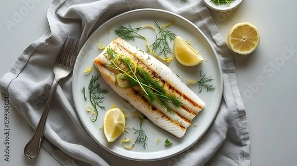 Fototapeta salmon with lemon