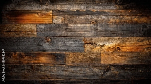 Obraz Aged Wooden Planks Background With Dark Tones