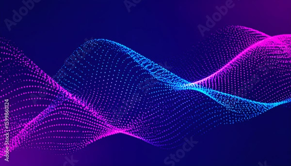 Fototapeta Abstract Wave with Purple Blue Dots.