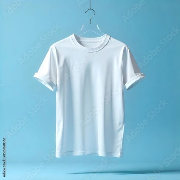 Fototapeta Crisp White T-Shirt Elegantly Displayed A Simple Yet Stylish Statement Piece For Everyday Wear And Minimalist Fashion Enthusiasm