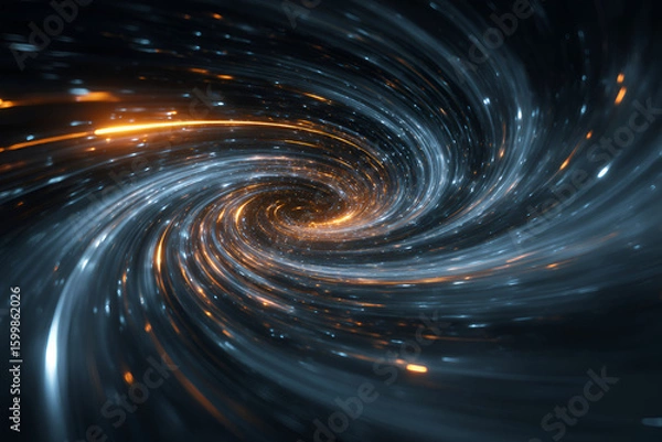 Fototapeta Galactic Swirl of Cosmos: Dive into a breathtaking abstract view of a luminous, swirling galaxy, radiating energy, and mystery in a photorealistic rendition of cosmic wonders.