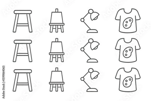 Fototapeta Studio minimal vector prompt collection line contour symbol stroke art icon essentials