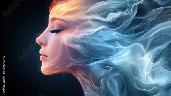 Fototapeta Talent Abstract faces morphing into different creative forms representing versatility