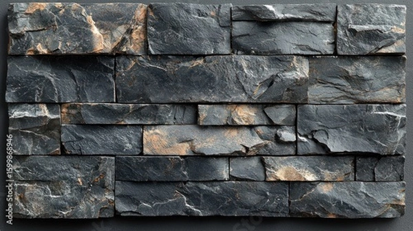 Obraz Dark Grey and Brown Stone Wall Cladding Texture