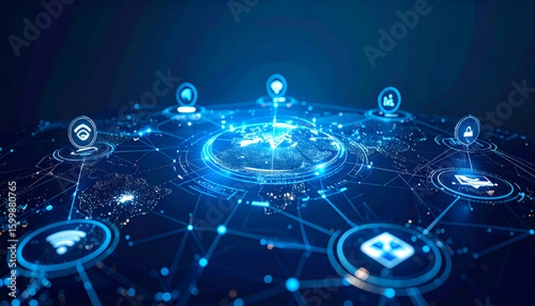 Fototapeta Global Network Connection with Digital World.