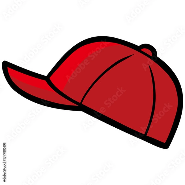 Obraz Red Baseball Cap Hat Drawing Vector Illustration